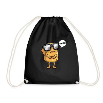 Chicken Nugget Mit Sonnenbrille Stur Nein Lustig - Turnbeutel - Schwarz - Vorne