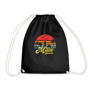Maui Hawaii Retro Vintage Hawaiian Beach Funny - Drawstring Bag - black - Front