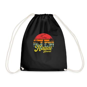 Kauai Hawaii Retro Vintage Hawaiian Beach Funny - Drawstring Bag - black - Front