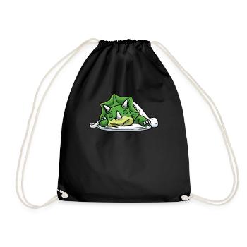 Sleeping Triceratops Dinosaur Napping - Drawstring Bag - black - Front