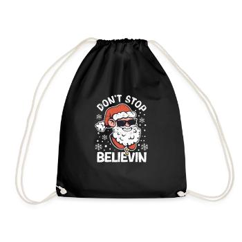 Don't Stop Believin Weihnachtsmann Coole Brille - Turnbeutel - Schwarz - Vorne