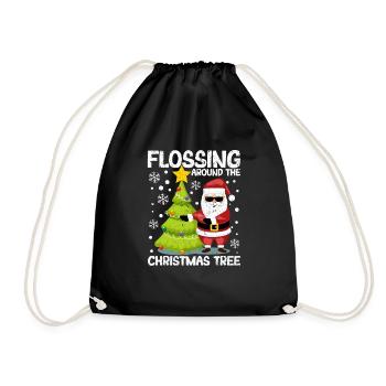 Flossing around the Santa Claus tree - Drawstring Bag - black - Front
