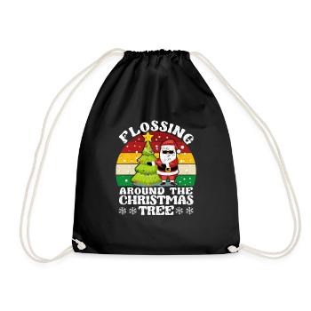 Weihnachtsmann Floss Xmas Flossing Around The - Turnbeutel - Schwarz - Vorne