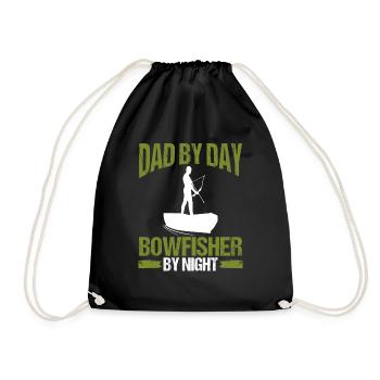 Bowfishing Dad by Day Bowfisher by Night Airboat - Drawstring Bag - black - Front