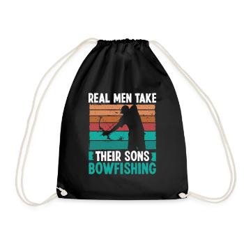 Bowfisher Real Men take their Sons Bowfishing - Drawstring Bag - black - Front