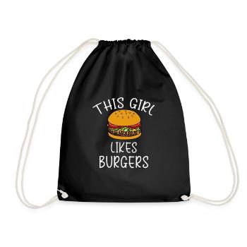 Eating Hamburgers Ironic Saying Burger Girls - Drawstring Bag - black - Front