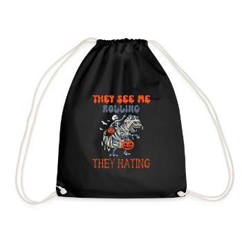 Drôle de squelette de tenue d’Halloween sur maman Dino - Sac de sport léger - noir - Devant
