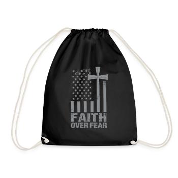 Faith About Fear American Pride Religious - Drawstring Bag - black - Front