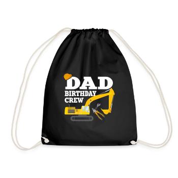 Papa Birthday Crew Construction Theme - Drawstring Bag - black - Front