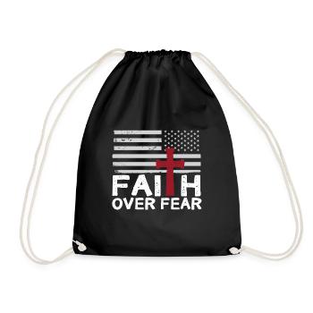 Faith About Fear American Pride Religious - Drawstring Bag - black - Front
