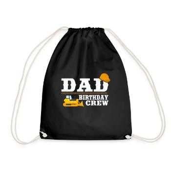 Papa Birthday Crew Construction Theme - Drawstring Bag - black - Front