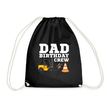 Papa Birthday Crew Construction Theme - Drawstring Bag - black - Front