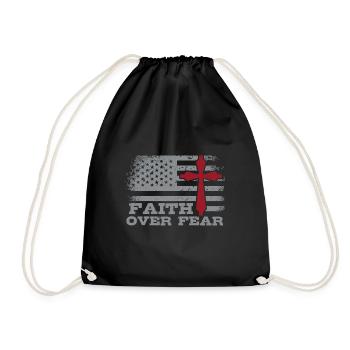 Faith About Fear American Pride Religious - Drawstring Bag - black - Front
