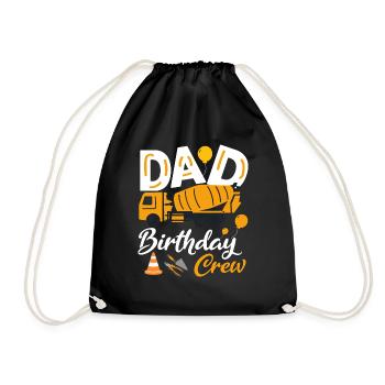 Papa Birthday Crew Construction Theme Birthday Party - Drawstring Bag - black - Front