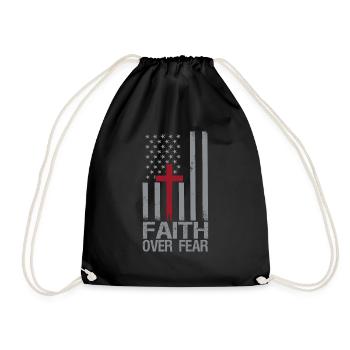 Faith About Fear American Pride Religious - Drawstring Bag - black - Front