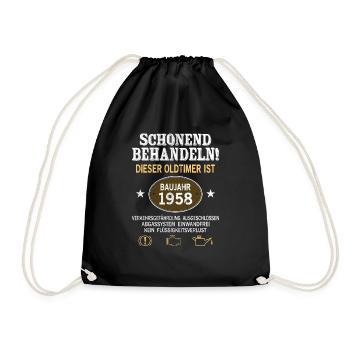 Schonend Behandeln Oldtimer Baujahr 1958 Geboren - Turnbeutel - Schwarz - Vorne