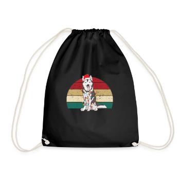 Sibérie Husky Chapeau de Noël Arbre de Noël - Sac de sport léger - noir - Devant