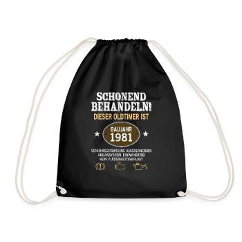 Schonend Behandeln Oldtimer Baujahr 1981 Geboren - Turnbeutel - Schwarz - Vorne