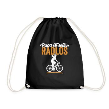Papa ist selten radlos Biker Radfahrer Vater Shirt - Turnbeutel - Schwarz - Vorne