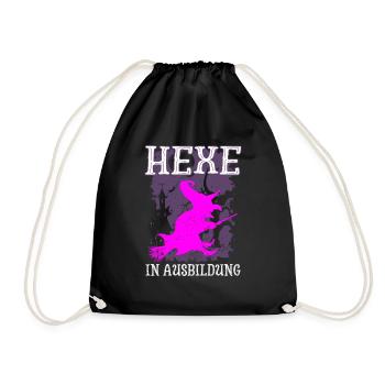 Hexe In Ausbildung Halloween Geschenk - Turnbeutel - Schwarz - Vorne