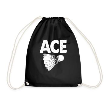 Badminton Ace Birdie Funny Badminton - Drawstring Bag - black - Front