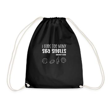 Too many mussels. Beachcombing Shell Collecting - Drawstring Bag - black - Front