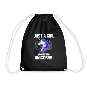 just a girl who loves Unicorns - Drawstring Bag - black - Front