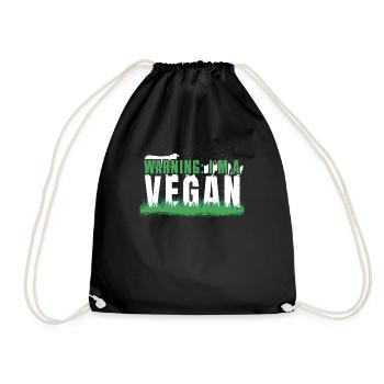 Farm Animals Vegetable Vegetarian Warning Vegan - Drawstring Bag - black - Front