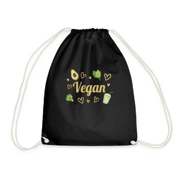 Avocado Heart Vegetable Vegetarian Vegan - Turnbeutel - Schwarz - Vorne