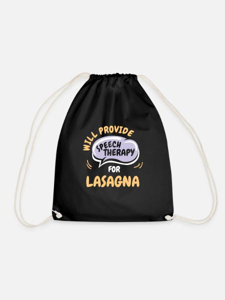 Provide Speech Therapy for Lasagna Funny Speech - Drawstring Bag - black