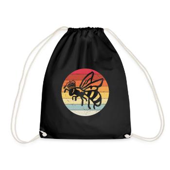 Bienenkönigin Geschenk für Hobby Imker Bienenvolk - Turnbeutel - Schwarz - Vorne