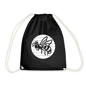 Bienenkönigin Geschenk für Hobby Imker Bienenvolk - Turnbeutel - Schwarz - Vorne