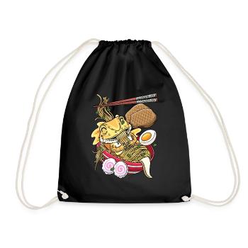 Kawaii Bärtiger Drache Ramen-nudeln Japanisches - Turnbeutel - Schwarz - Vorne