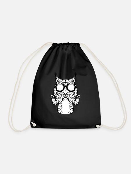 Luchse Luchs Katze Mit Sonnenbrille Lustig - Turnbeutel - Schwarz