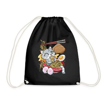 Kawaii Katze Ramen Nudeln Anime Liebhaber - Turnbeutel - Schwarz - Vorne