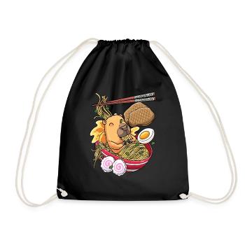 Kawaii Capybara Ramen-nudeln Japanisches Essen - Turnbeutel - Schwarz - Vorne
