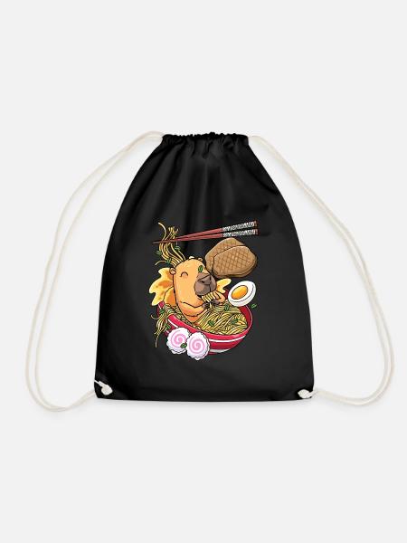 Kawaii Capybara Ramen-nudeln Japanisches Essen - Turnbeutel - Schwarz