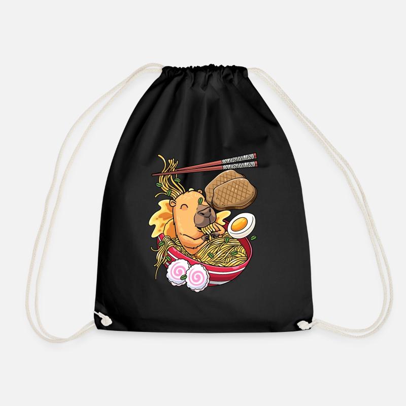 Kawaii Capybara Ramen-nudeln Japanisches Essen - Turnbeutel - Schwarz