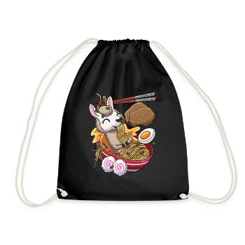 Kawaii Llama Ramen Nouilles Cuisine japonaise - Sac de sport léger - noir - Devant