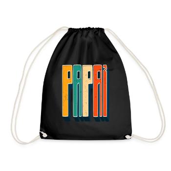 Papa 2 Father of Two Two Father's Day Twins - Drawstring Bag - black - Front
