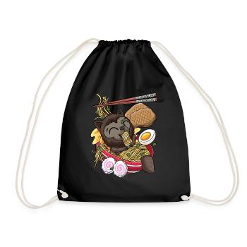 Kawaii Werewolf Ramen Halloween Noodles Anime - Drawstring Bag - black - Front