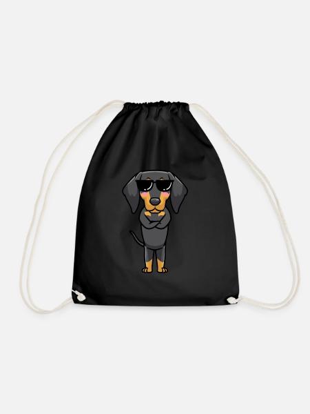Brandlbracke Hund Mit Sonnenbrille Emoticon - Turnbeutel - Schwarz