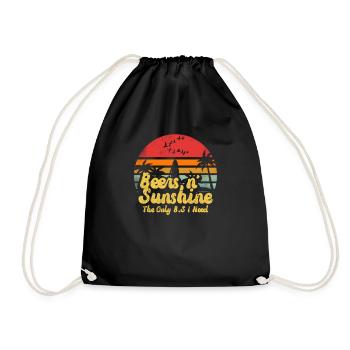 The Only BS I Need Is Beers and Sunshine Retro Fun - Drawstring Bag - black - Front