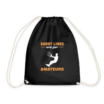 Short lines Are For Amateurs. Kitesurfing - Drawstring Bag - black - Front