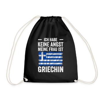 Ich Habe keine Angst Meine Frau Ist Griechin - Turnbeutel - Schwarz - Vorne