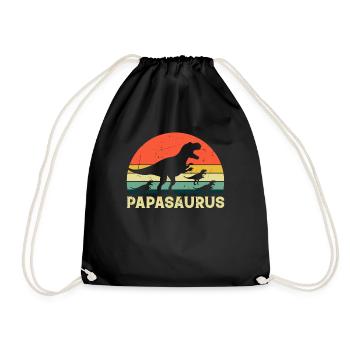 Papa Dino Papasaurus with three Kids - Dinosaur Pa - Drawstring Bag - black - Front