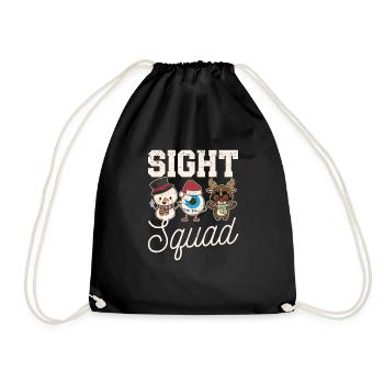 Sight Squad Funny Gnome Reindeer Santa Christmas - Drawstring Bag - black - Front