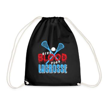 Retro Give Blood Play Lacrosse Awesome T-Shirt - Drawstring Bag - black - Front