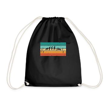 Vintage Heartbeat ECG Pulse Handbike - Drawstring Bag - black - Front