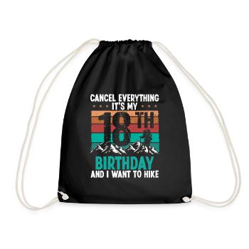18 Year Old Hiker Cancel go Hiking 18 Birthday - Drawstring Bag - black - Front